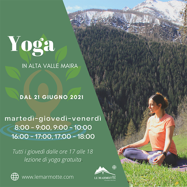 Albergo le Marmotte Valle Maira, locandina Yoga