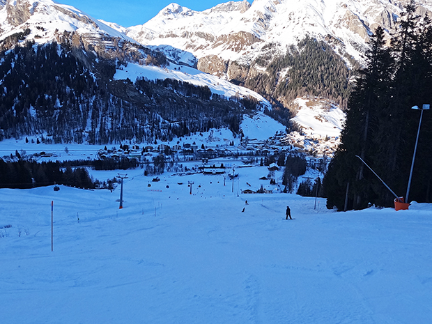 La Skiarea di Splugen, pista di rientro a valle