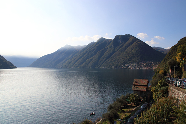 La Greenway del Lago di Como, visuale su Colonno alla partenza