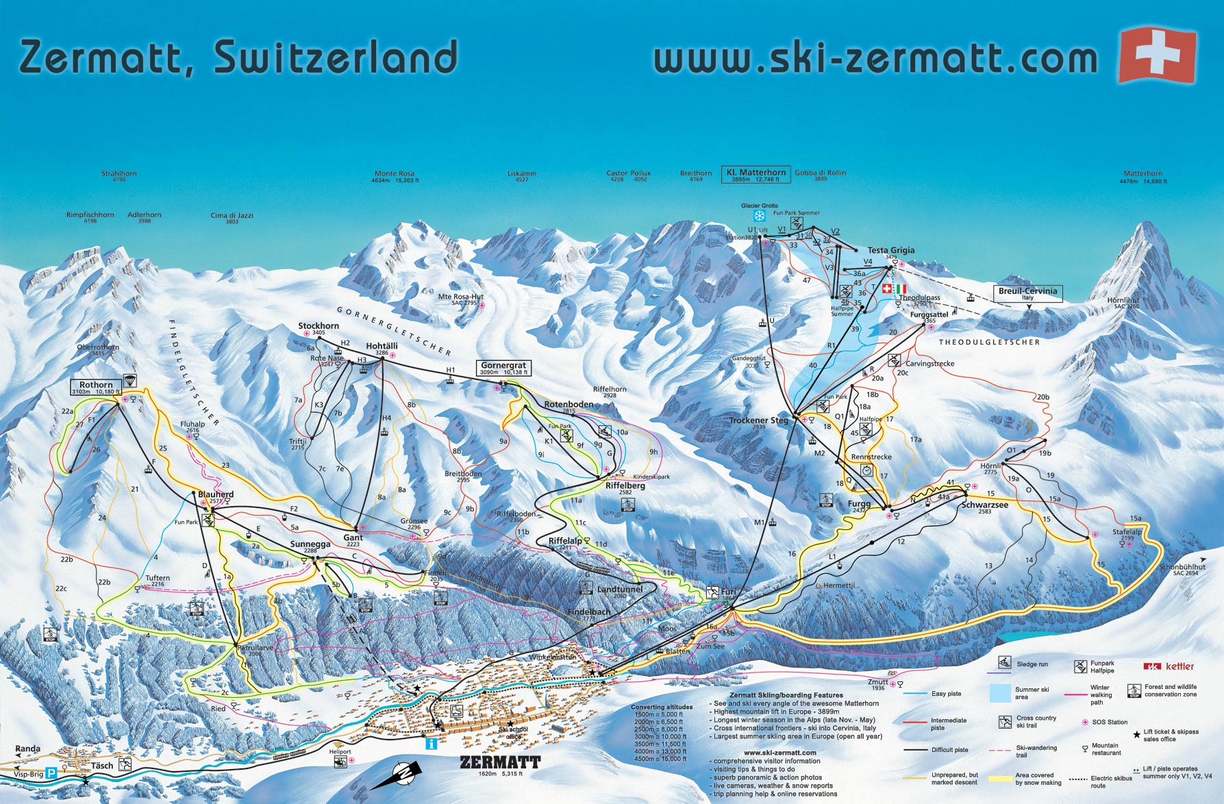 Mappa delle piste di Zermatt
