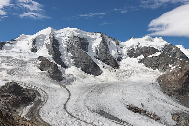 Il panorama sul Gruppo del Bernina