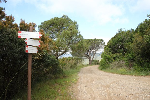 Primi cartelli escursionistici GTE da Porto Azzurro, si prosegue per Casa Marchetti