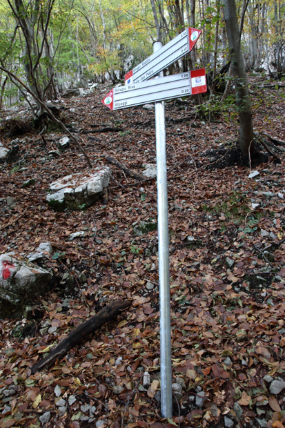 Cartelli escursionistici che indicano il Rifugio Riva