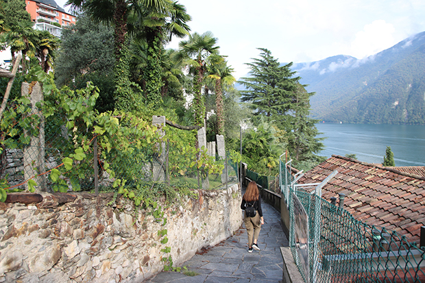 Sentiero dell'Olivo a Lugano, tra le vie del borgo di Castagnola verso il Lago