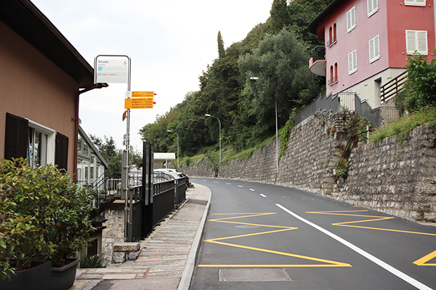 Sentiero dell'Olivo a Lugano, la fermata BUS a Gandria