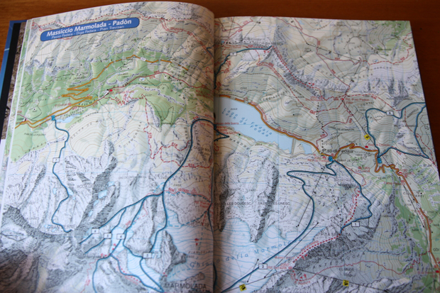 Scialpinismo e Freeride nel Gruppo delle Marmolada - Cartina dettaglio con percorsi
