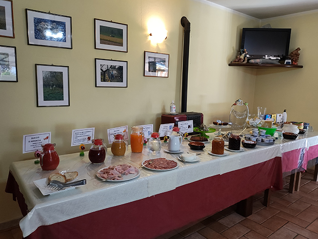 Agriturismo le due Cascine a San Marzano Oliveto (At), il buffet delle colazioni