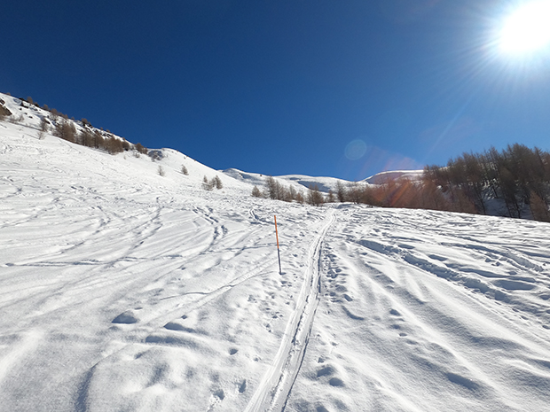 Scialpinismo Crap de la Parè a Livigno, tratto campo aperto