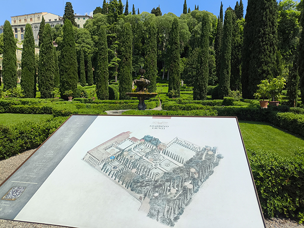 Giardino Giusti a Verona, planimetria e vista generale
